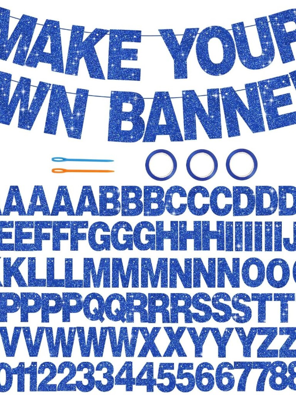 Glitter Blue 116 PCS A-Z DIY Letter Custom Banner Party Decor